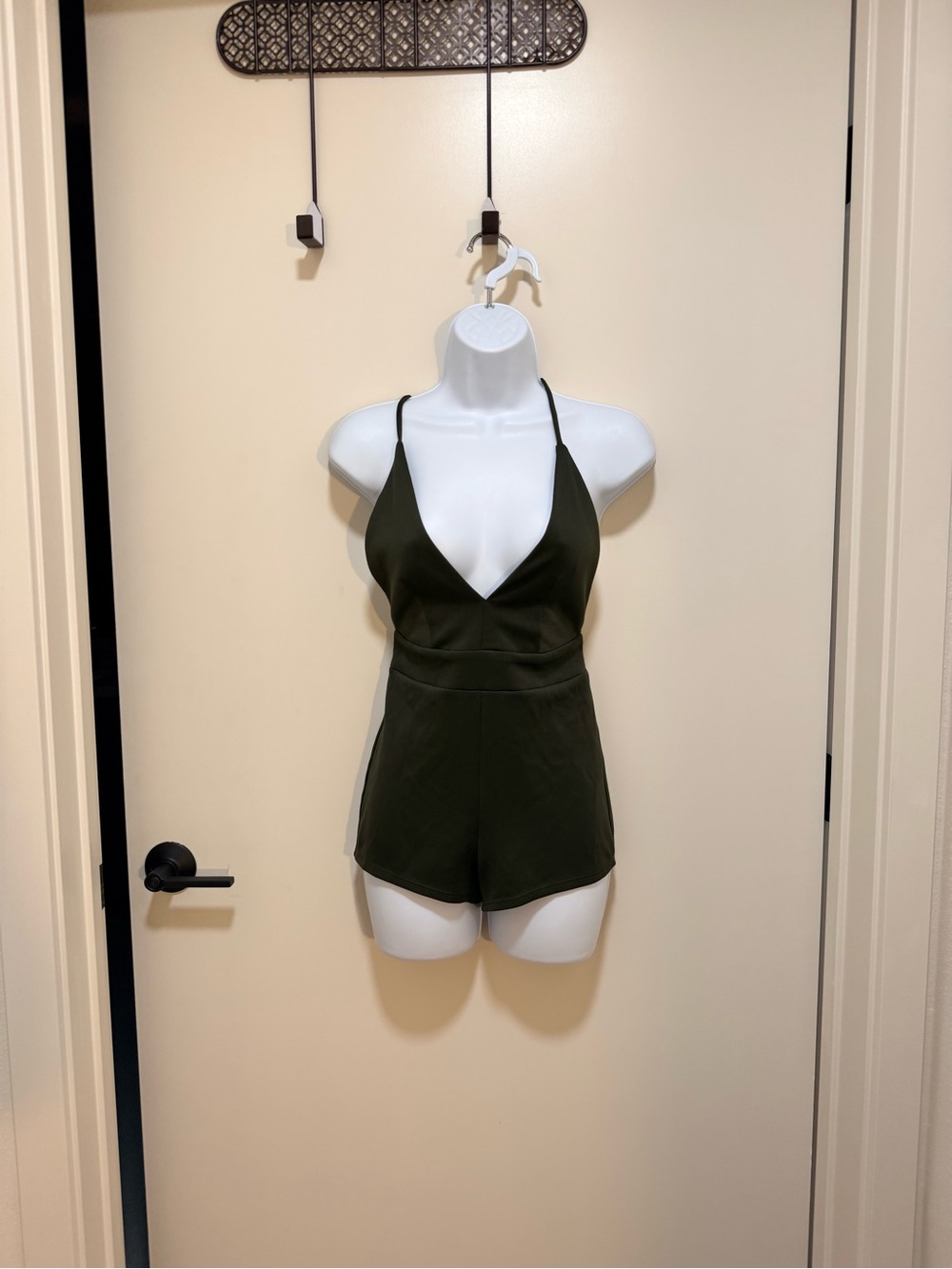 Plunge V-Neck Olive Green Romper
